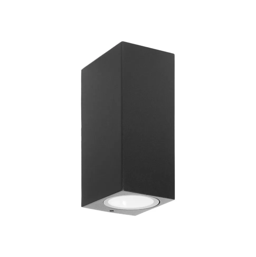 Prios utendørs vegglampe Tetje, svart, kantet, 16 cm