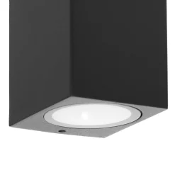 Prios utendørs vegglampe Tetje, svart, kantet, 16 cm