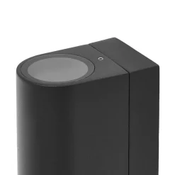 Prios utendørs vegglampe Tetje, svart, rund, sensor, sett med 2 stk