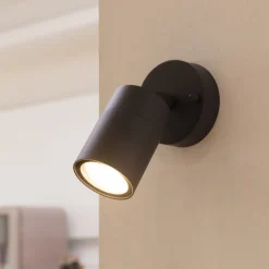 Prios utendørs veggspotlight Tulimar, høyde 15 cm, bevegelig, aluminium