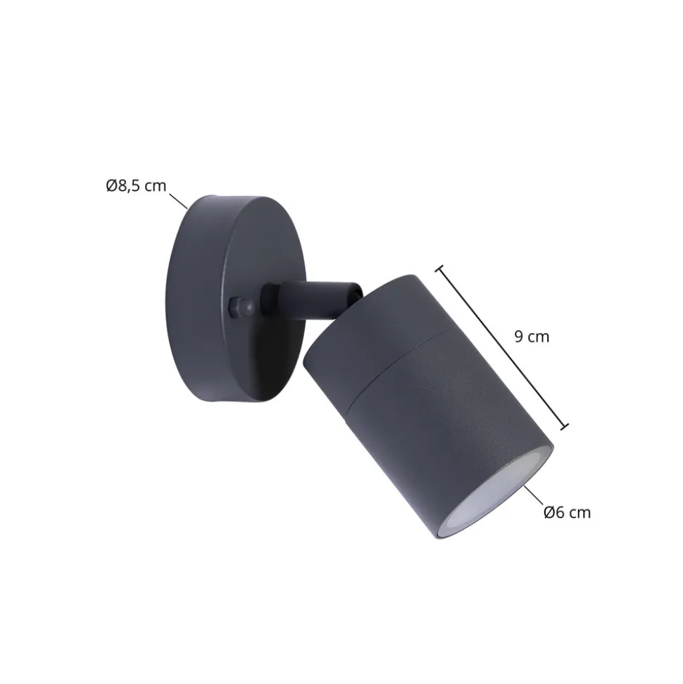 Prios utendørs veggspotlight Tulimar, høyde 15 cm, bevegelig, aluminium