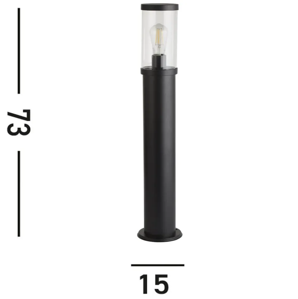 Pullertlampe, IP44, svart, høyde 73 cm, metall