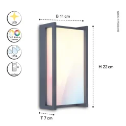 Qubo utendørs LED-vegglampe, RGBW, smart