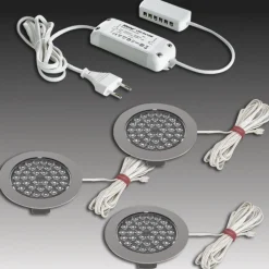 R 68-LED innfelt spot i rustfritt stål, sett med 3 stk