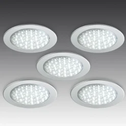 R 68-LED innfelt spot i rustfritt stål, sett med 5 stk