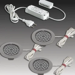 R 68-LED innfelt spot i rustfritt stål, sett med 5 stk