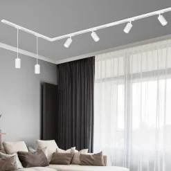 RAIL 230 V skinnesystem, hvit, 4 spots, 2 pendler, 2,25 m