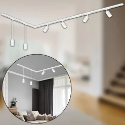 RAIL 230 V skinnesystem, hvit, 4 spots, 2 pendler, 2,25 m