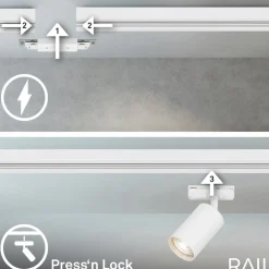 RAIL 230 V skinnesystem, hvit, 4 spots, 2 pendler, 2,25 m