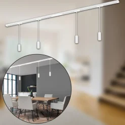 RAIL 230 V skinnesystem, hvit, 4 LED-pendler, lengde 1,5 m