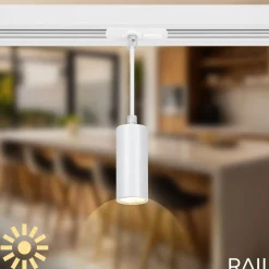 RAIL 230 V skinnesystem, hvit, 4 LED-pendler, lengde 1,5 m