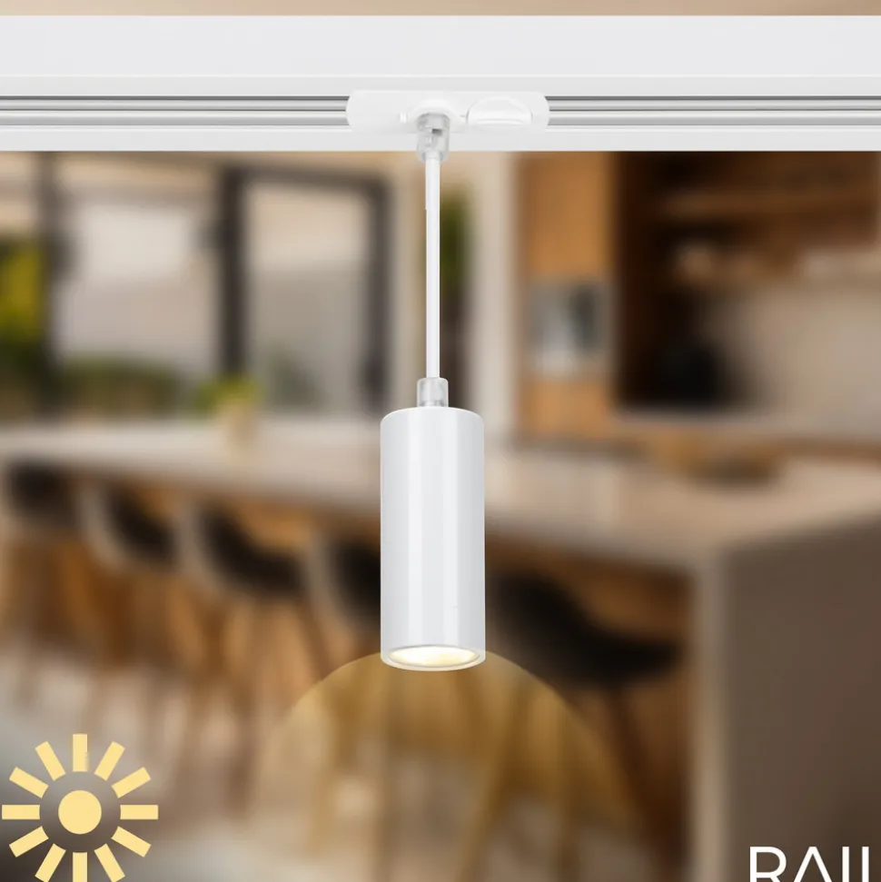 RAIL 230 V skinnesystem, hvit, 4 LED-pendler, lengde 1,5 m
