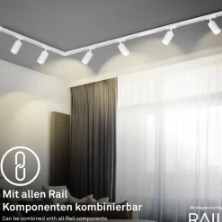 RAIL 230 V skinnesystem, hvit, 4 LED-pendler, lengde 1,5 m