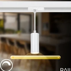 RAIL 230 V skinnesystem, hvit, 4 LED-pendler, lengde 1,5 m