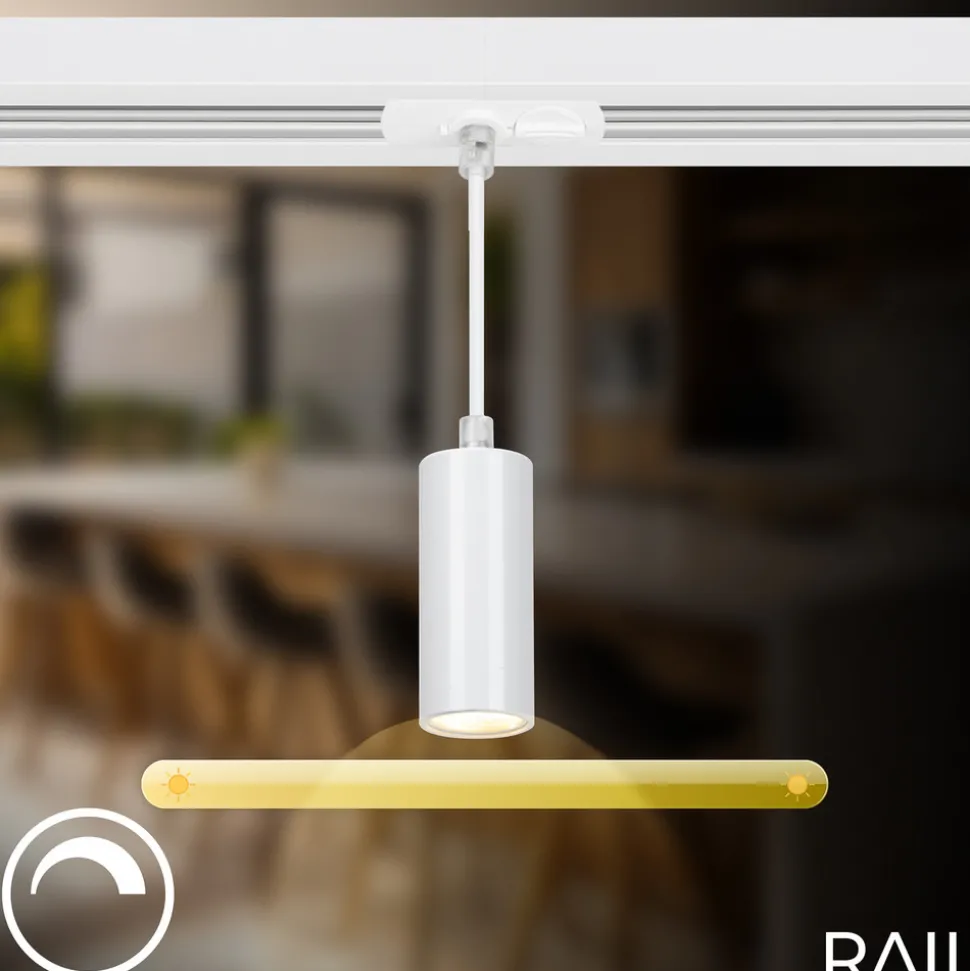 RAIL 230 V skinnesystem, hvit, 4 LED-pendler, lengde 1,5 m