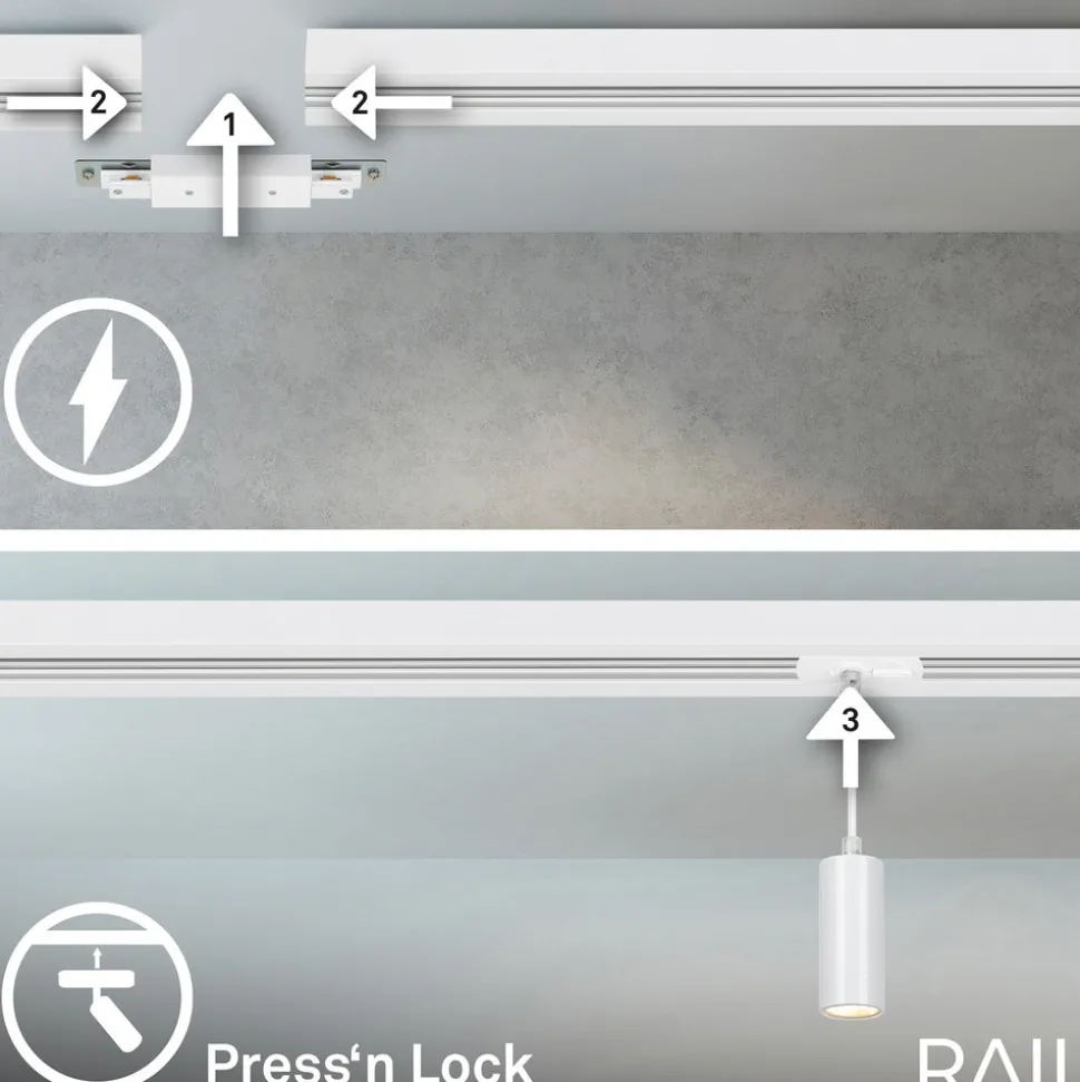RAIL 230 V skinnesystem, hvit, 4 LED-pendler, lengde 1,5 m