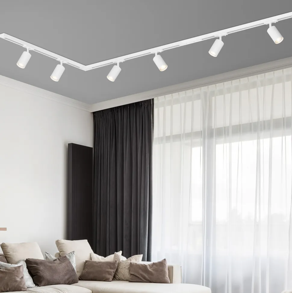 RAIL 230 V skinnesystem, hvit, 6 spots 2,25 m hjørnekontakt