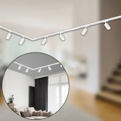 RAIL 230 V skinnesystem, hvit, 6 spots 2,25 m hjørnekontakt