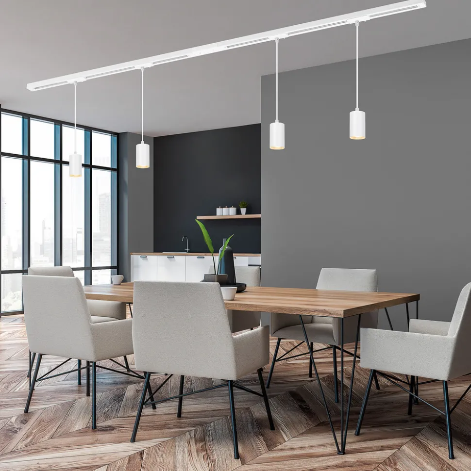 RAIL 230 V skinnesystem, hvit, 4 pendler, lengde 1,5 m