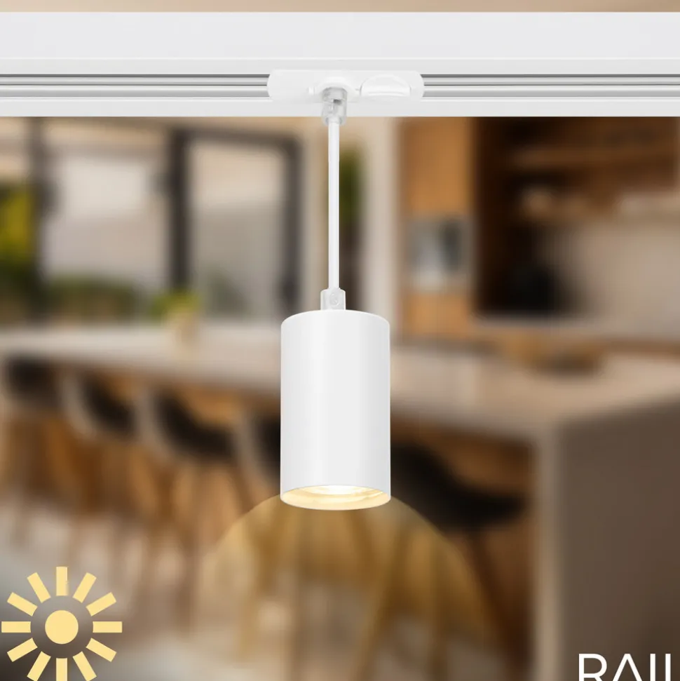 RAIL 230 V skinnesystem, hvit, 4 pendler, lengde 1,5 m