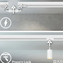 RAIL 230 V skinnesystem, hvit, 4 pendler, lengde 1,5 m