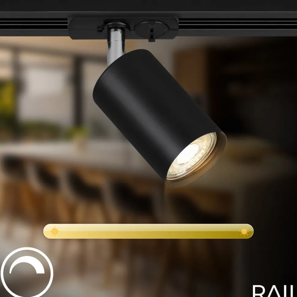 RAIL 230 V skinnesystem, svart, 4 spots, 2 pendler, 2,25 m