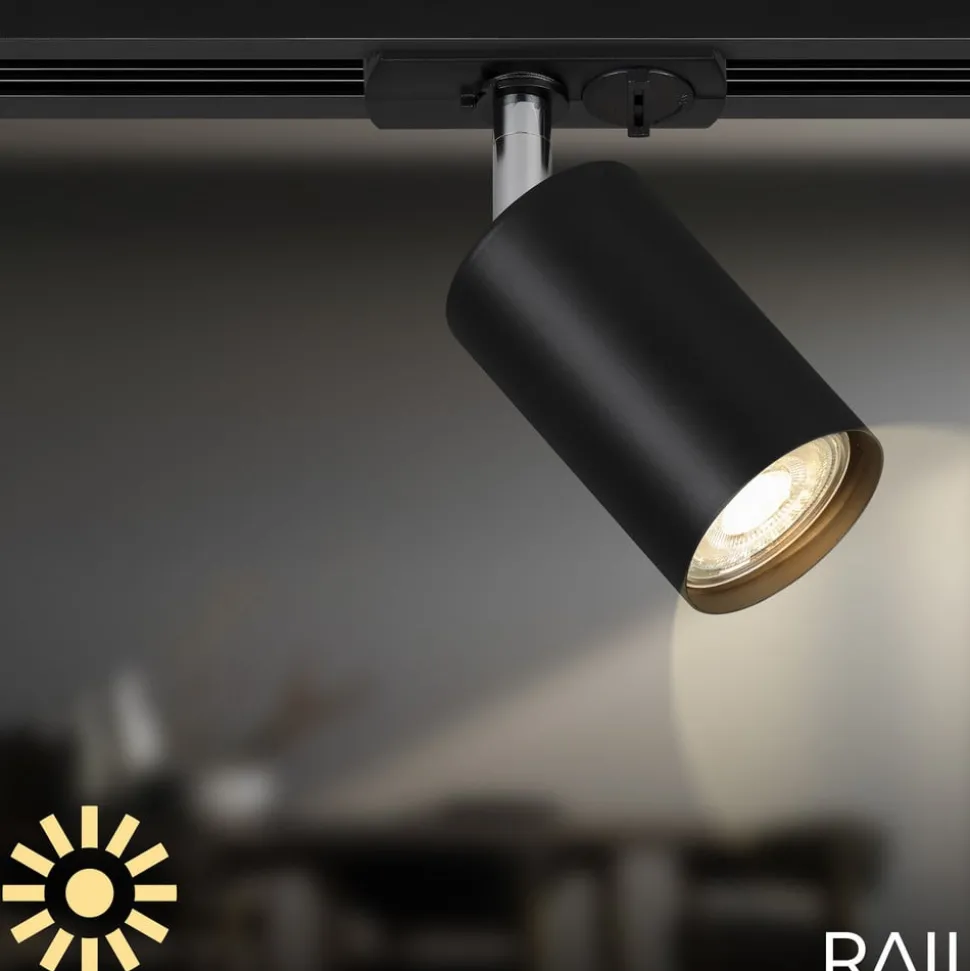 RAIL 230 V skinnesystem, svart, 4 spots, 2 pendler, 2,25 m