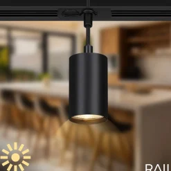 RAIL 230 V skinnesystem, svart, 4 LED-pendler, lengde 1,5 m