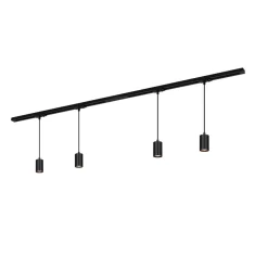 RAIL 230 V skinnesystem, svart, 4 pendler, lengde 1,5 m