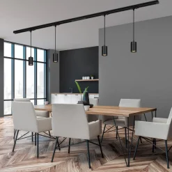 RAIL 230 V skinnesystem, svart, 4 pendler, lengde 1,5 m