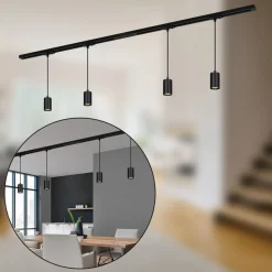 RAIL 230 V skinnesystem, svart, 4 pendler, lengde 1,5 m