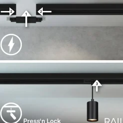 RAIL 230 V skinnesystem, svart, 4 pendler, lengde 1,5 m