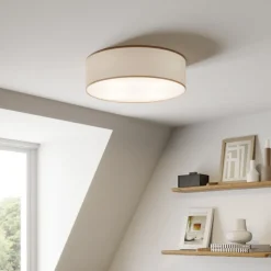 Rondo taklampe, beige, metall, Ø 45 cm, E27