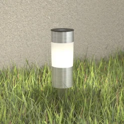 Rund solcelledrevet sokkellampe Valea i stål