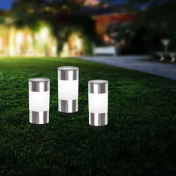 Rund solcelledrevet sokkellampe Valea i stål