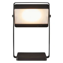 Saulio LED-bordlampe, svart, IP44, aluminium, USB, oppladbart batteri