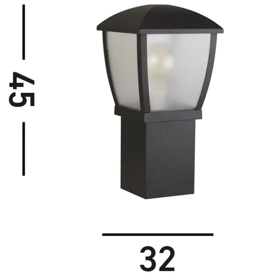 Seattle sokkellampe, IP44, svart, høyde 45 cm, metall