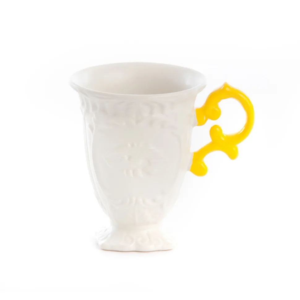 SELETTI krus I-Wares, hvit / gul, 300 ml, porselen