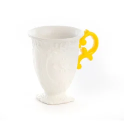 SELETTI krus I-Wares, hvit / gul, 300 ml, porselen