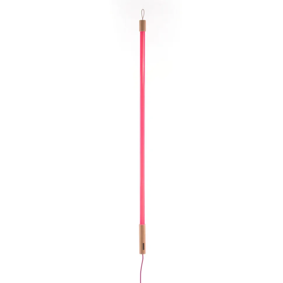 SELETTI LED-lampe Linea, fuchsia, detaljer i tre, universal
