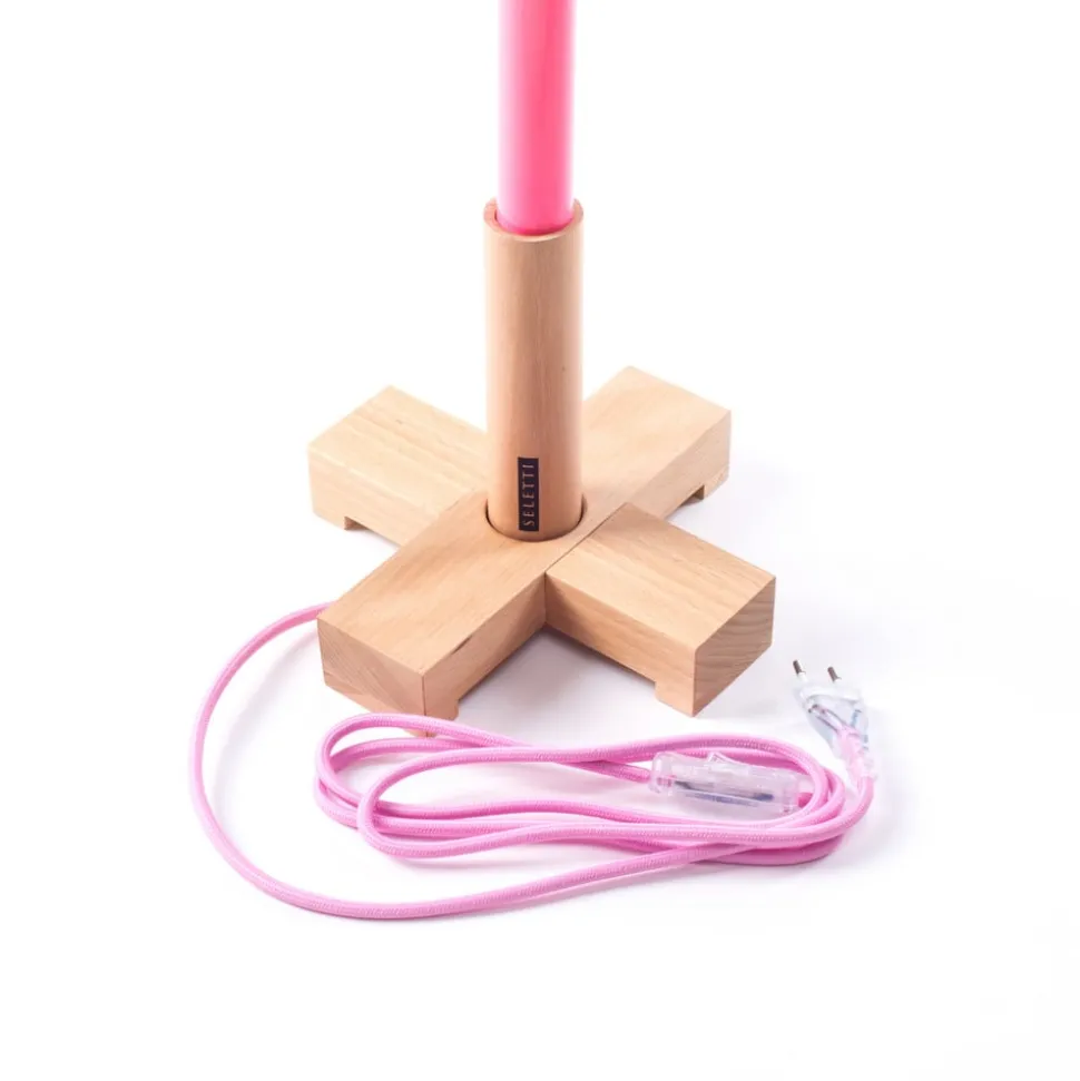 SELETTI LED-lampe Linea, fuchsia, detaljer i tre, universal