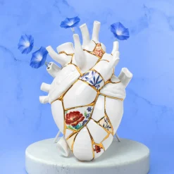 SELETTI Love in Bloom Kintsugi-vase, fargerik, porselen, gull