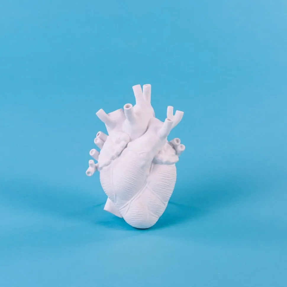 SELETTI Love in Bloom vase, hvit, hjerteformet, porselen