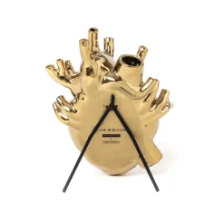 SELETTI Love in Bloom-vase, gullfarget, hjerteformet, porselen