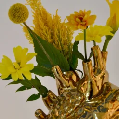 SELETTI Love in Bloom-vase, gullfarget, hjerteformet, porselen