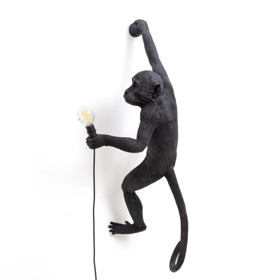 SELETTI Monkey Lamp dekorativ vegglampe høyre svart