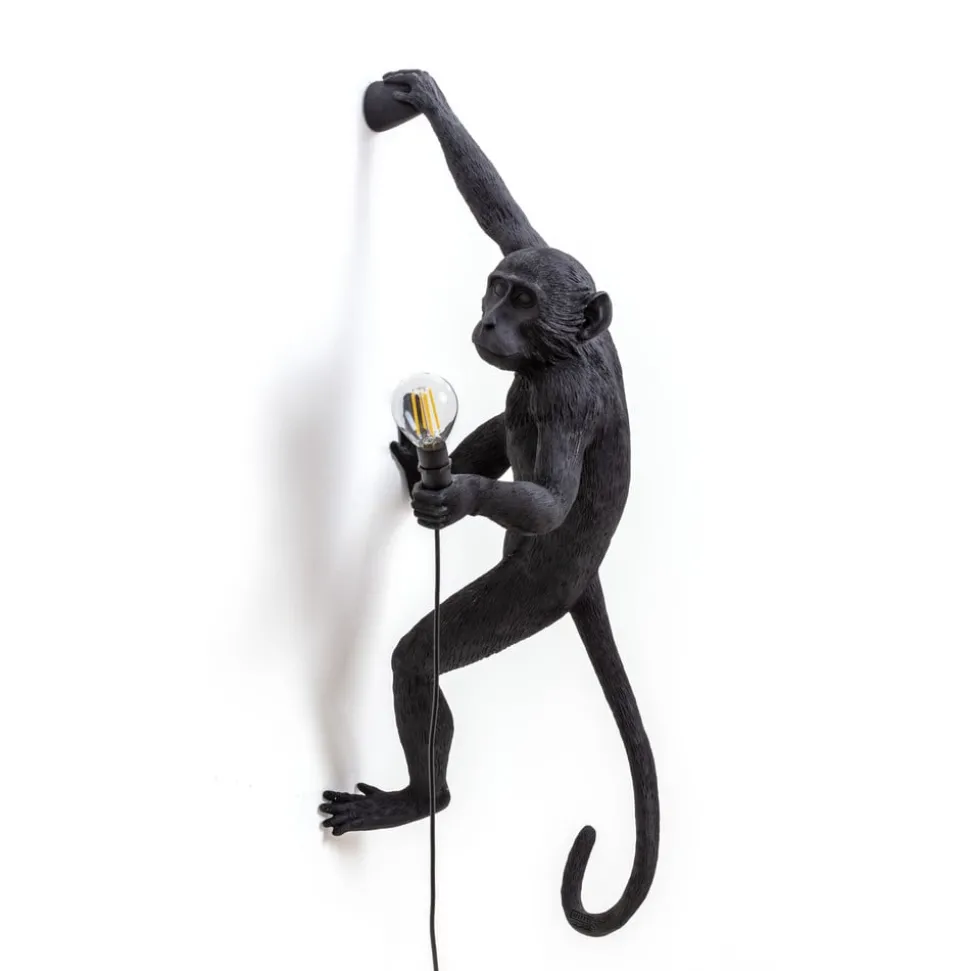SELETTI Monkey Lamp dekorativ vegglampe høyre svart