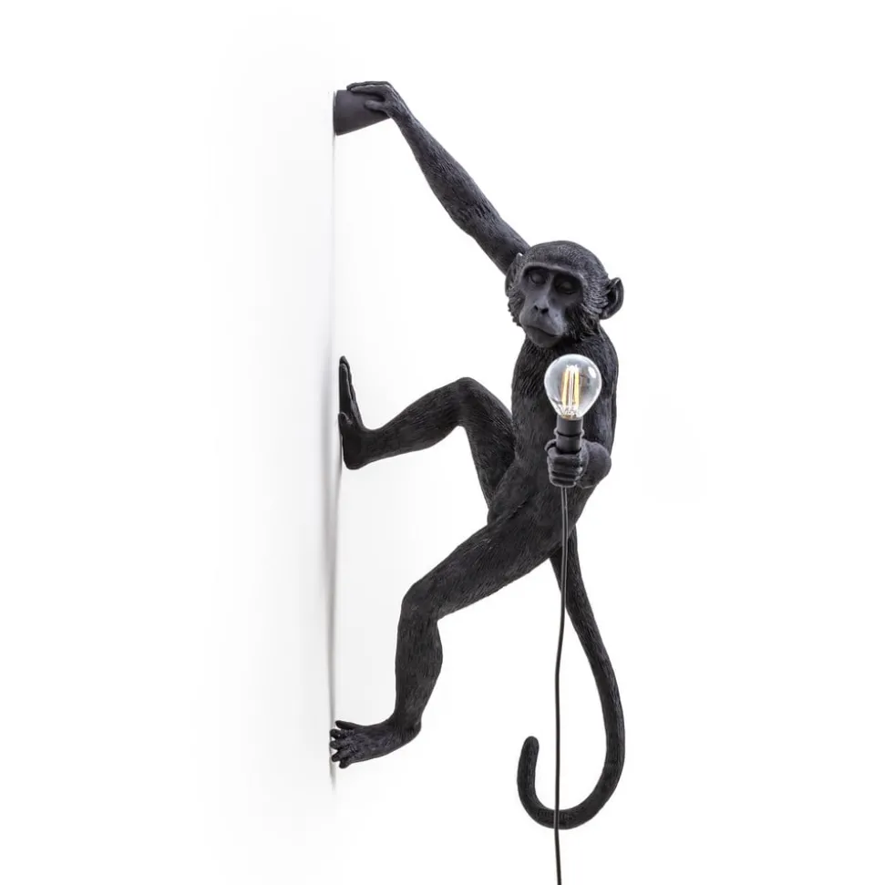 SELETTI Monkey Lamp dekorativ vegglampe høyre svart