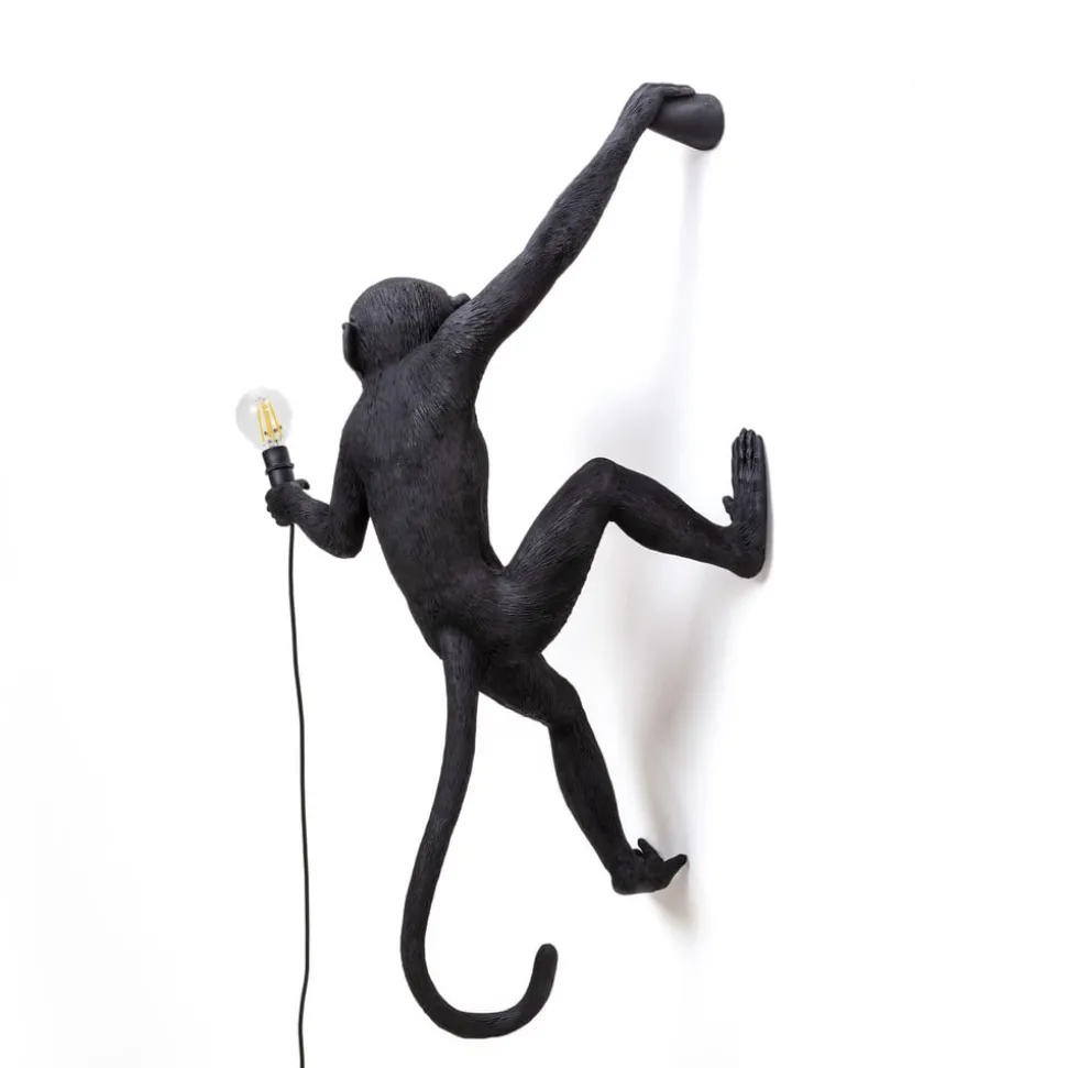 SELETTI Monkey Lamp dekorativ vegglampe høyre svart