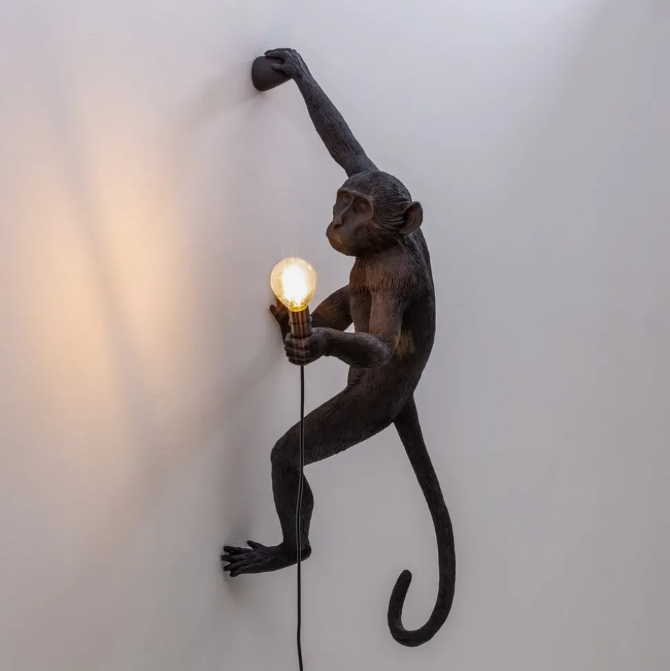 SELETTI Monkey Lamp dekorativ vegglampe høyre svart
